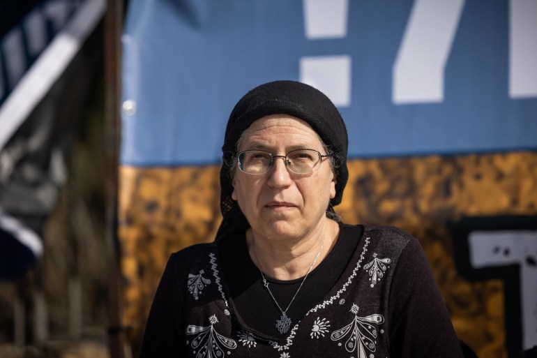 MK Orit Struk attends a protest against the demolition of structures in the illegal outpost of Homesh, outside the Prime Minister