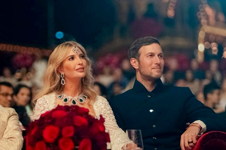 Ivanka Trump and her husband Jared Kushner attend pre-wedding celebrations of Anant Ambani, son of Mukesh Ambani, the Chairman of Reliance Industries, and Radhika Merchant, daughter of industrialist Viren Merchant, in Jamnagar, Gujarat, India, March 2, 2024. Reliance Industries/Handout via REUTERS THIS IMAGE HAS BEEN SUPPLIED BY A THIRD PARTY. NO RESALES. NO ARCHIVES.